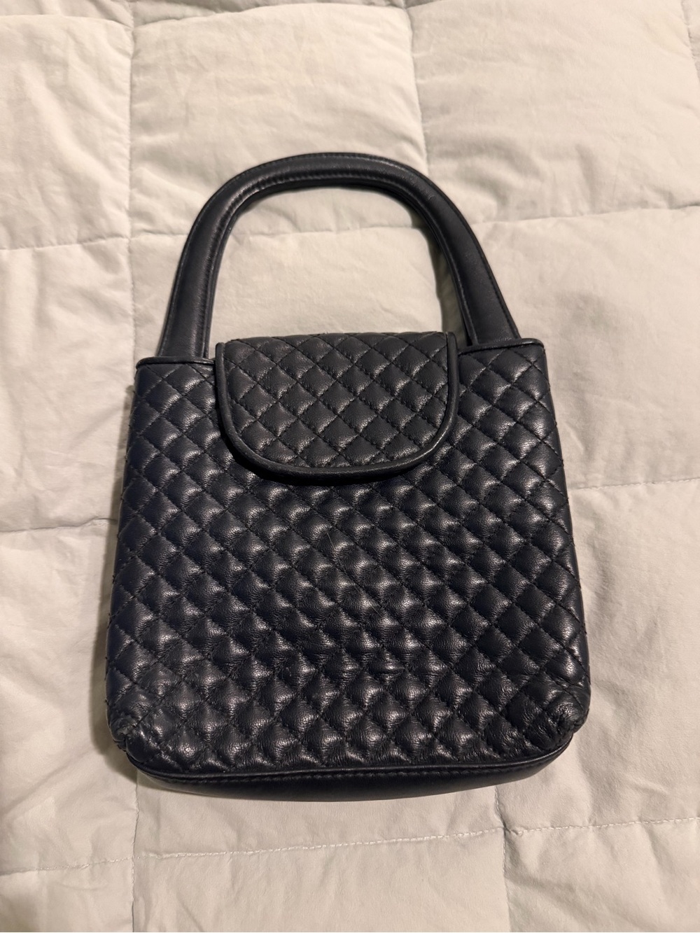 Quilted Dark Navy Mini Top-Handle Bag